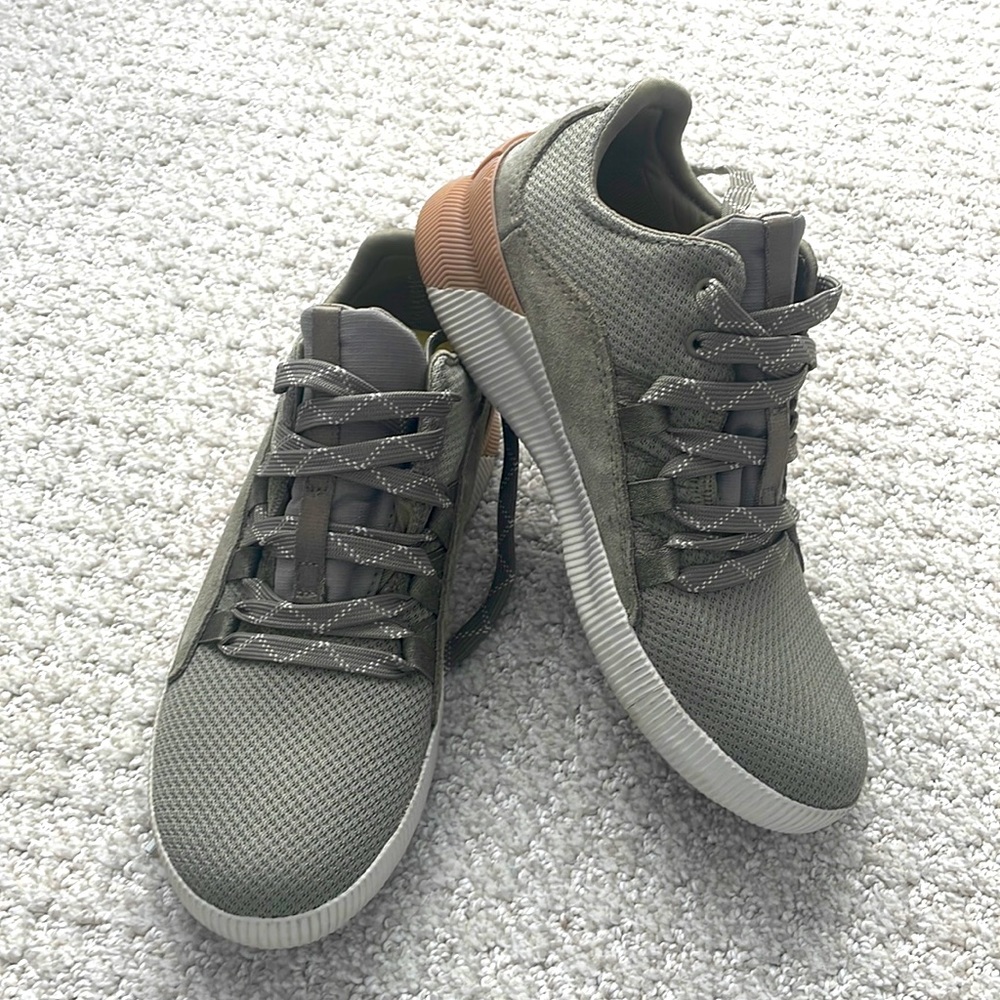 Sage green waterproof mesh Sorel sneakers